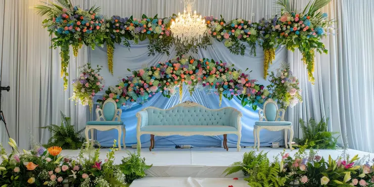 Flower decoration wedding stage