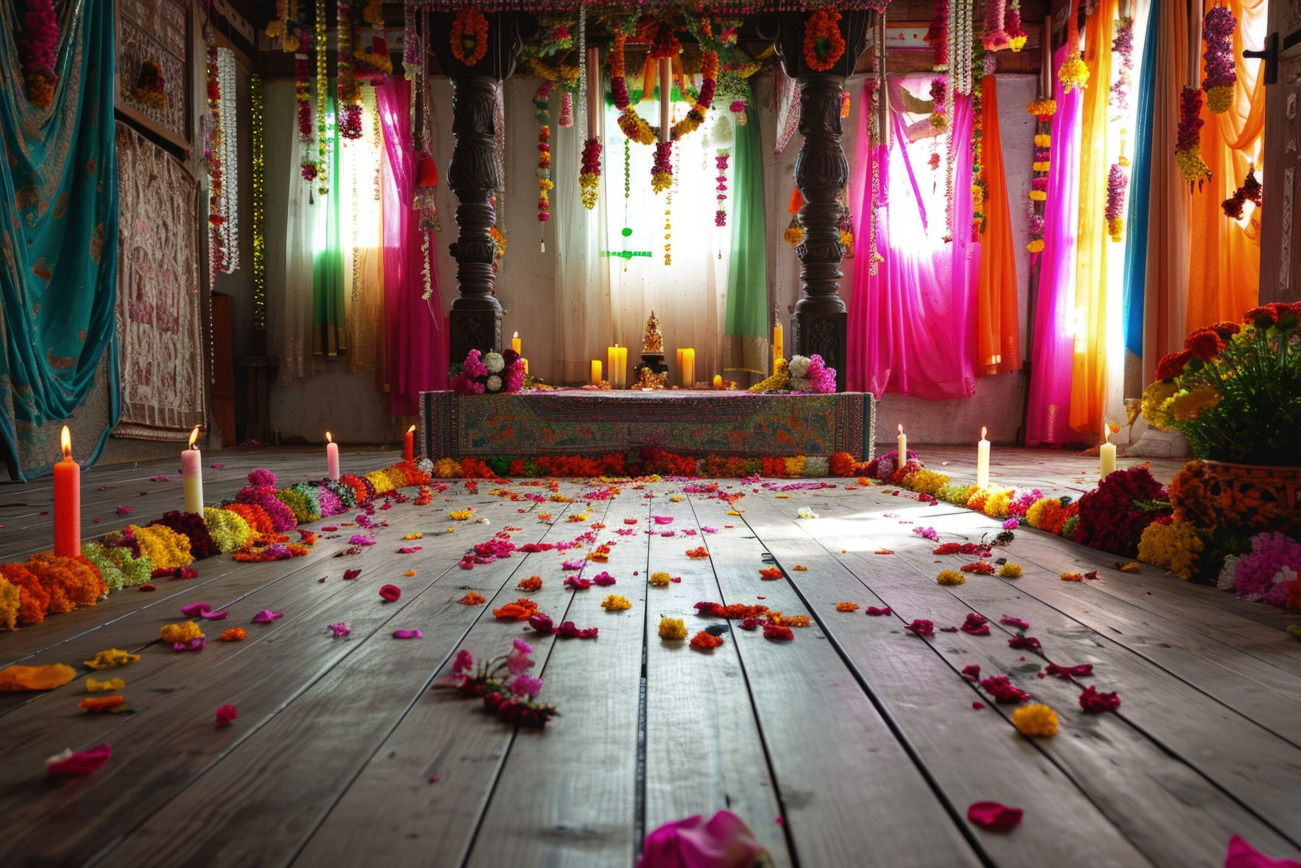 Flower decoration wedding stage